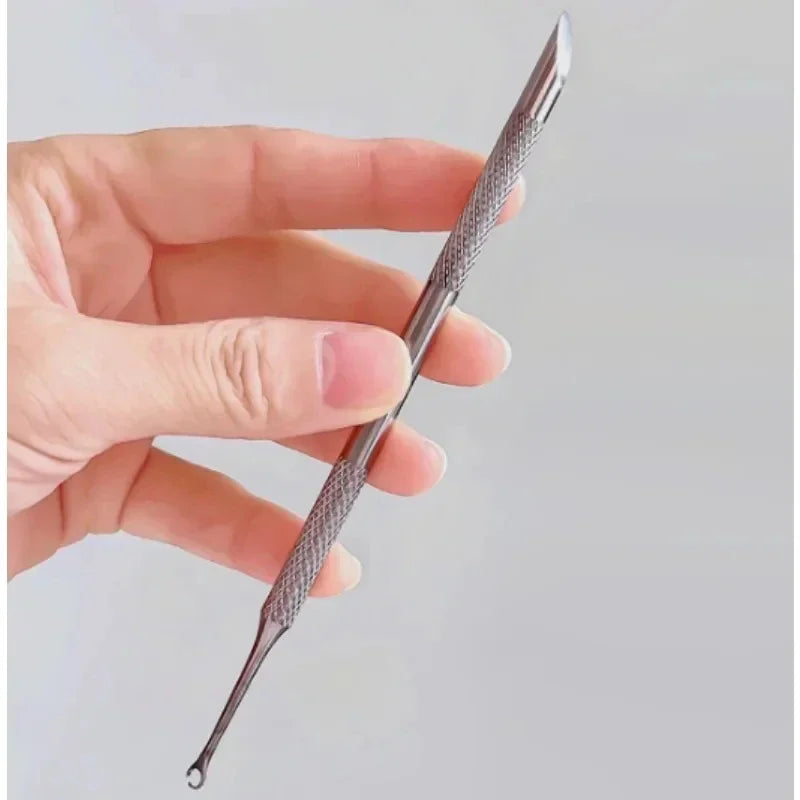 1/2 pcs Double-ended Stainless Steel Remover Manicure Sticks Tool Bevelled Nail Grinding File Circle Beveled Head Cuticle Pusher