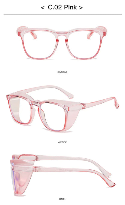 1pc Anti Pollen Safety Glasses Square Anti Fog Blue Light Blocking Glasses with Side Shields for School Daily Life