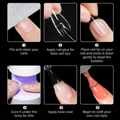 120 Pieces of Transparent Coffin/Mandarin/Aprilion/Square/Oval/Other Shape Style Boxed Nails, 12 Different Sizes Full Cover Acrylic Press-On Nails, Suitable for Home DIY Nail Art and Nail Salons, or as a Gift for Women's Nail