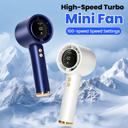 New Mini Handheld Fan USB Fast Charging Portable Silent High-speed Led Display High Wind Power Fan For Travel Outdoor Activities