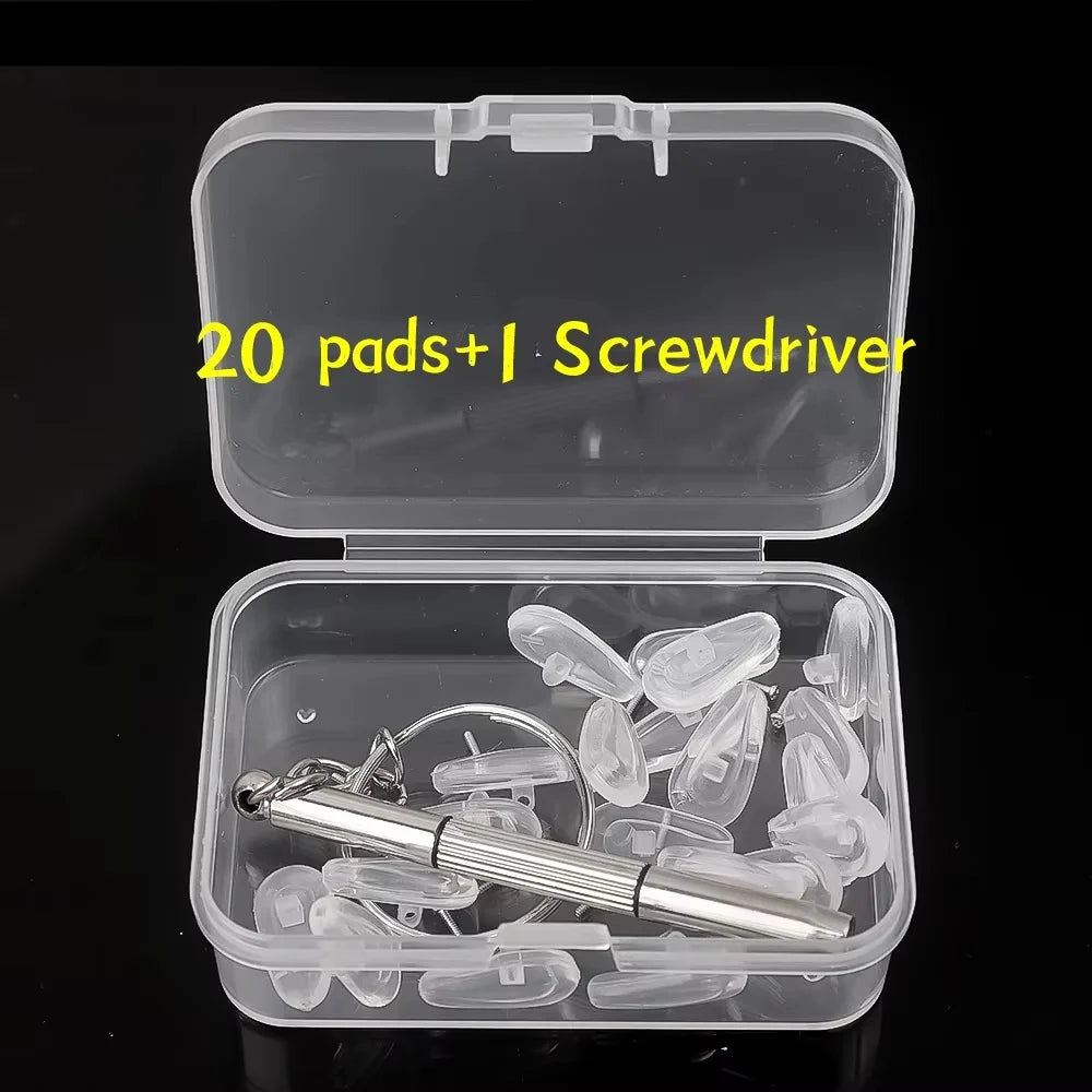 Eyeglasses Nose Pads with Screwdriver DIY Soft Silicone Air Chamber Glasses Replacement Repair Tools Anti-slip Nose Pad Screw