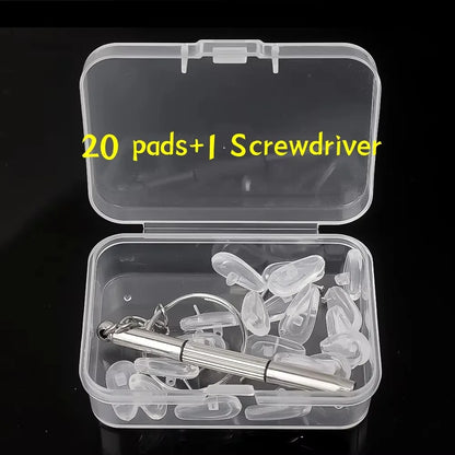 Eyeglasses Nose Pads with Screwdriver DIY Soft Silicone Air Chamber Glasses Replacement Repair Tools Anti-slip Nose Pad Screw