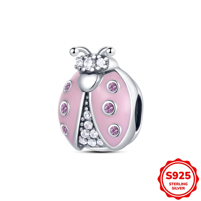 Charms Silver 925 Ladybugs and Cherry Strawberries Pendant Bead Fit 3mm Bracelet Bangle Necklace For Women Luxury Jewelry Making