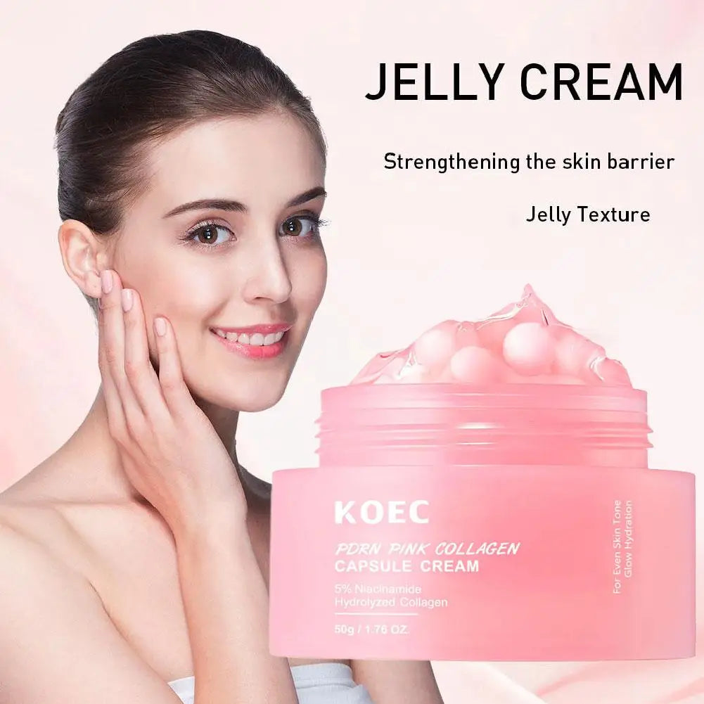 PDRN Pink Collagen Capsule Cream 5% Niachinamide VC Whitening Hydrolyzed Collagen Face Cream Moisturizing Firming Skin Care