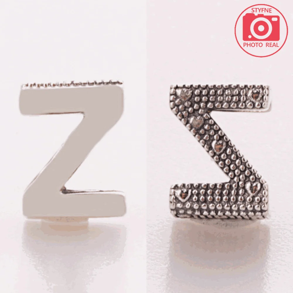 Silver 925 26 Letter A-Z Alphabet Charm Fine Beads Fit Original Charms Silver Bracelet DIY Fine Jewelry for Women Gifts Making