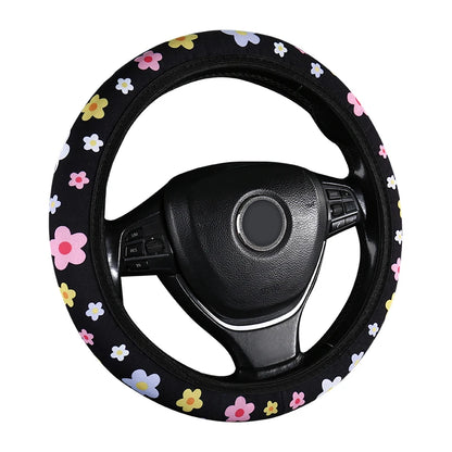 Car Steering Wheel Cover Flowers Print Anti-slip Universal Auto Steering Wheel Protector Interior Accessories wheel cover