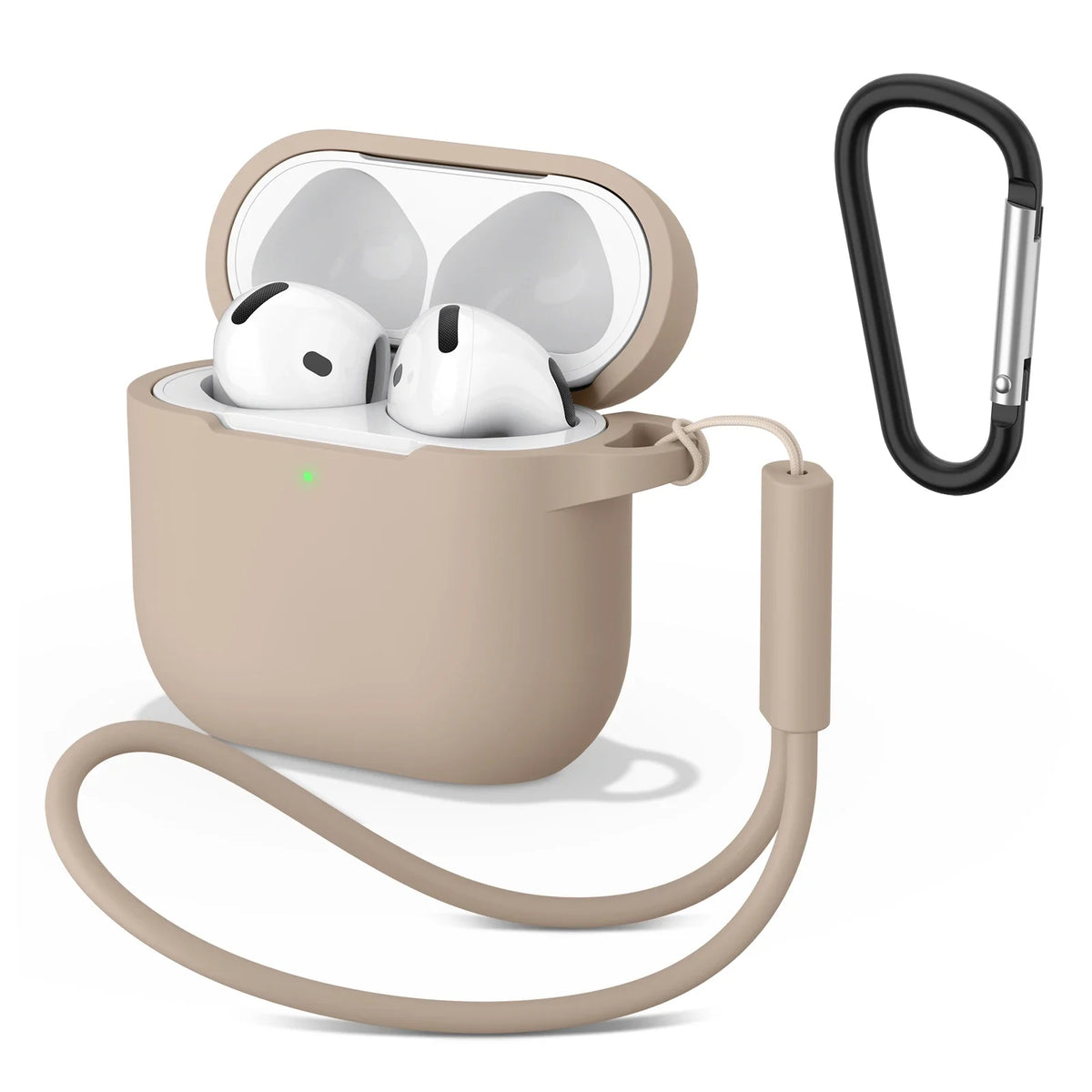 Soft Silicone Cases For Apple Airpods 4 Wireless Bluetooth Headset Cover For Air Pods 4 Protective Case With Lanyard Carabiner