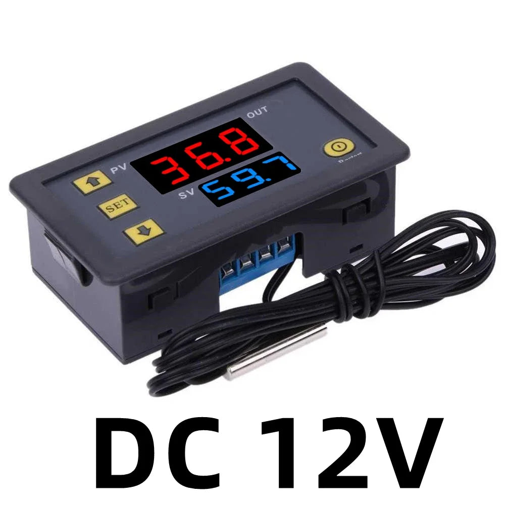 DC 12V/24V AC110-220V Probe Line 20A Digital Temperature Control LED Display Thermostat With Heat Cooling Control Instrument