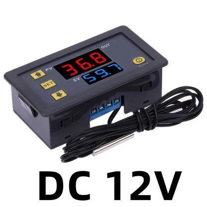 DC 12V/24V AC110-220V Probe Line 20A Digital Temperature Control LED Display Thermostat With Heat Cooling Control Instrument