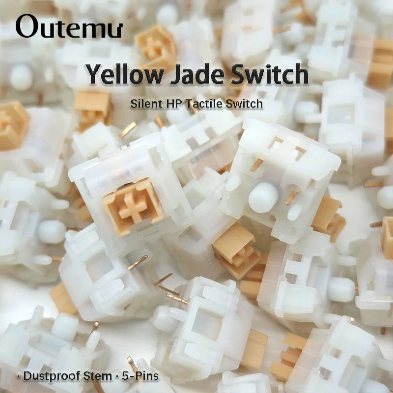 Outemu Yellow Jade Silent Switches 5Pin HP Tactile Custom Mechanical Keyboard Mute MX Switch Pre-lubed for Gaming Office
