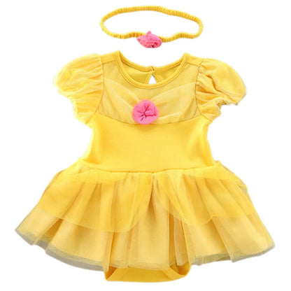 Baby Romper TUTU Dress With Headband Infant Baby Princess Girl Clothes Size 3-18M Cute Design Baby Dress Party Costumes