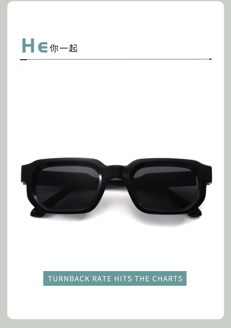 New Retro Rectangular Frame Sunglasses - Fashionable Retro Sunglasses With Uv400 Protection3007