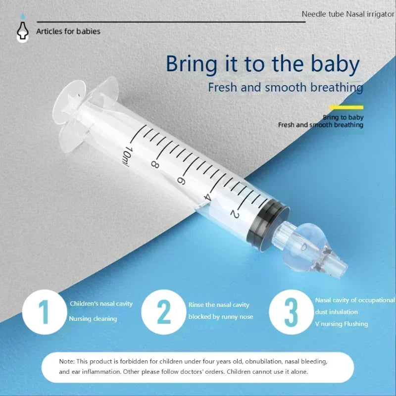10ml Baby Nose Cleaner with Silicone Nasal Suction Tips Syringe Nasal Irrigator Portable Needle Tube Nasal Washer for Infants