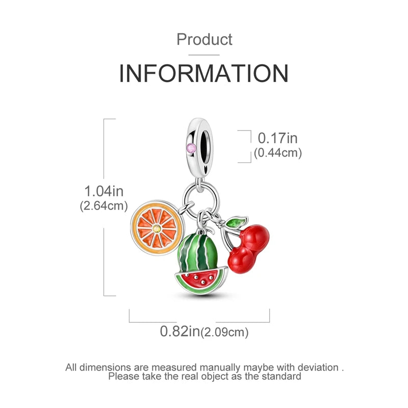 Charms Silver 925 Ladybugs and Cherry Strawberries Pendant Bead Fit 3mm Bracelet Bangle Necklace For Women Luxury Jewelry Making