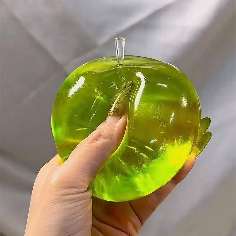 Apple Maltose Squishy Toy Sensory Fidget Toy Soft Transparent Simulated Slow-Rebound Decompress Toy for Daily Relax ﻿Green Pink