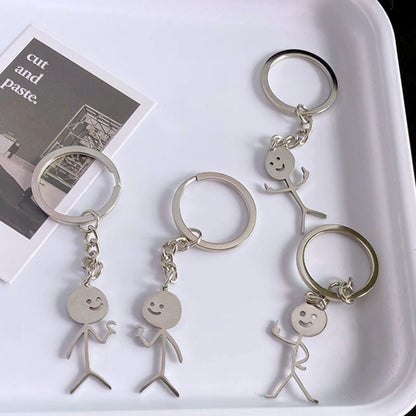 Fun Match People Keychain Creative Car Keyrings Heart To Heart Middle Finger Lovers Key Chain New Bag Pendant Couple'S Gifts