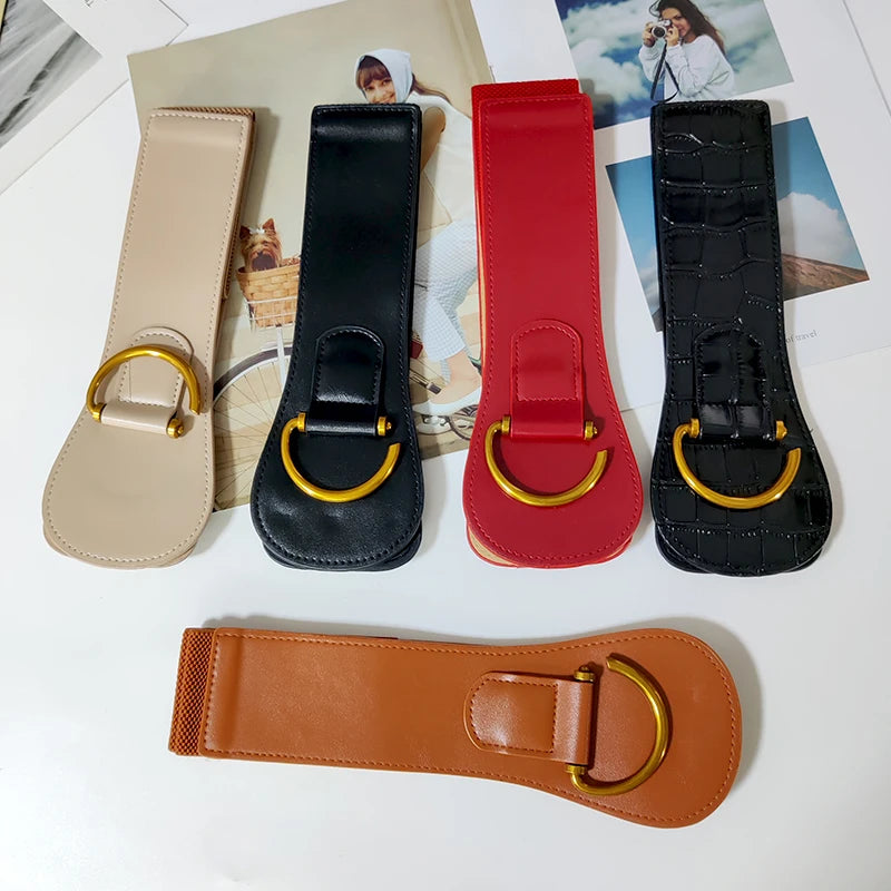 Designer Belts For Women High Quality Luxury Female Waist Stretch Cummerbunds Black Elastic Corset Belt Big Dress Waistband
