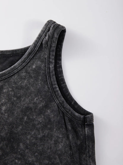 100% Cotton Solid Color Women Washed Vest Y2K Casual Tank Top Street Sleeveless Clothes Summer Rhinestone Craft Sportswear