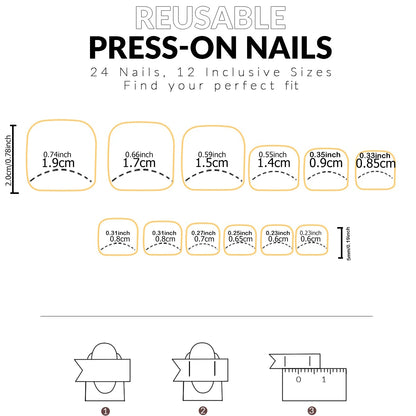 48pcs French black border hand and foot armour Glossy fake toenails fully covered with nude spring break toenails for women's na