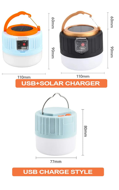 Powerful Solar LED Camping Lamp Waterproof Portable Lanterns Emergency Lights For BBQ Hiking USB Rechargeable Tent Lanterns