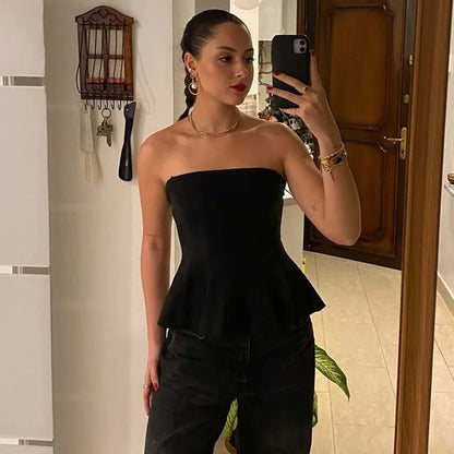 MUJER 2025 Corset Tube Tops for Women off Shoulder Crop Top Woman Sexy Backless Tank Top Women Yellow Black Bustier Tops Woman