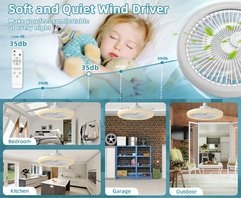 Modern Small Ceiling fan light E27 LED D25cm smart remote control bedroom fans lamp study kitchen Home decoration