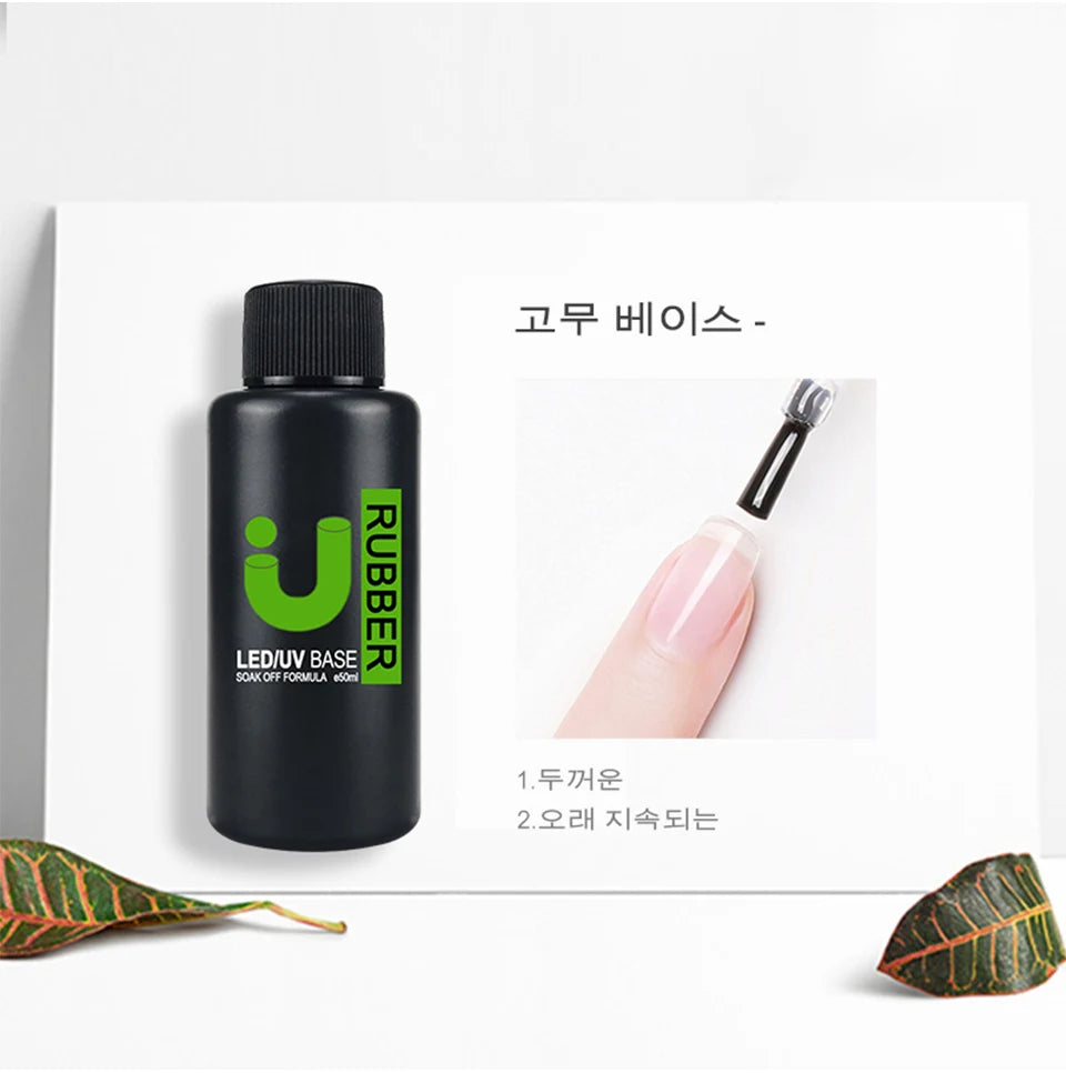 UNO JYJ 50ml Thick Rubber Base Gel High Capacity No Wipe Tempered Top Coat Manicure Basis Semipermanent Strong Nail Base Coat
