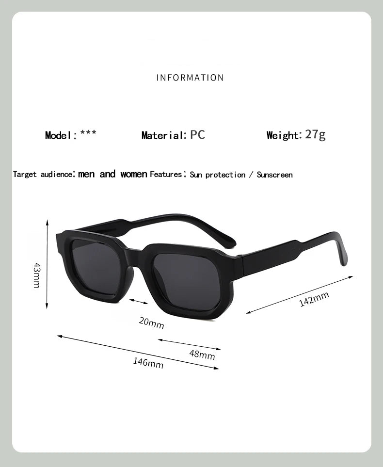 New Retro Rectangular Frame Sunglasses - Fashionable Retro Sunglasses With Uv400 Protection3007