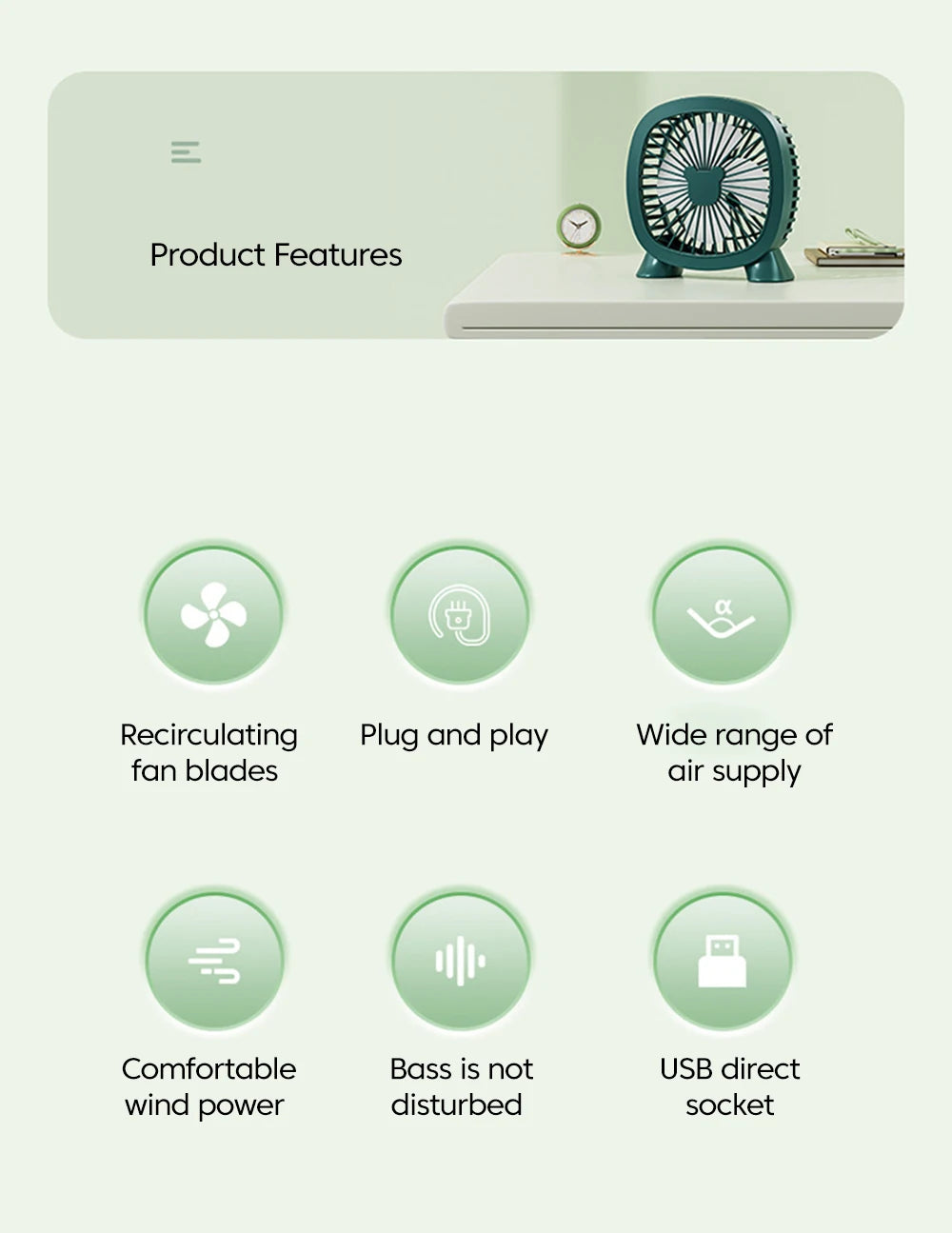 Portable Summer Mini Electric Fan For Home Office School Outdoor Camping Travel USB Direct Plug In Silent Handheld Desktop Fan