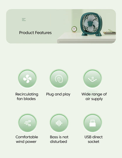 Portable Summer Mini Electric Fan For Home Office School Outdoor Camping Travel USB Direct Plug In Silent Handheld Desktop Fan