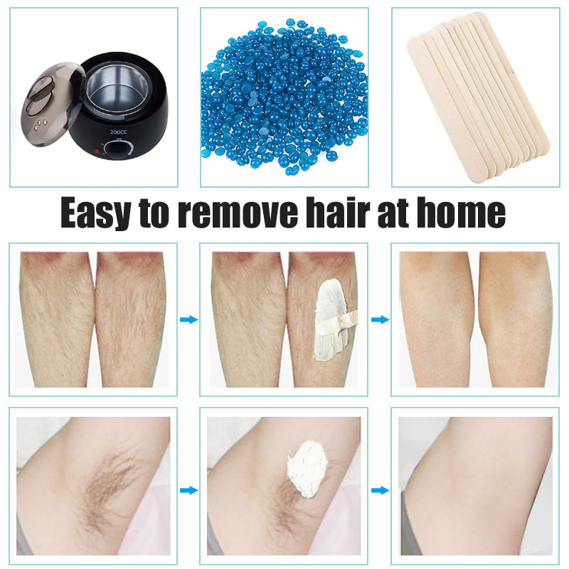 200ml Hair Removal Tool Smart Warmer Wax Heater Hands Feet Epilator Depilatory Skin Care Paraffin Wax Machine Kit+Wax Beans