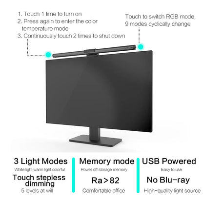 RGB Light LED Monitor Light Bar Computer Screen Hanging Lights Atmosphere Table Lamp Reading Night Lights Gaming Dimming Lights