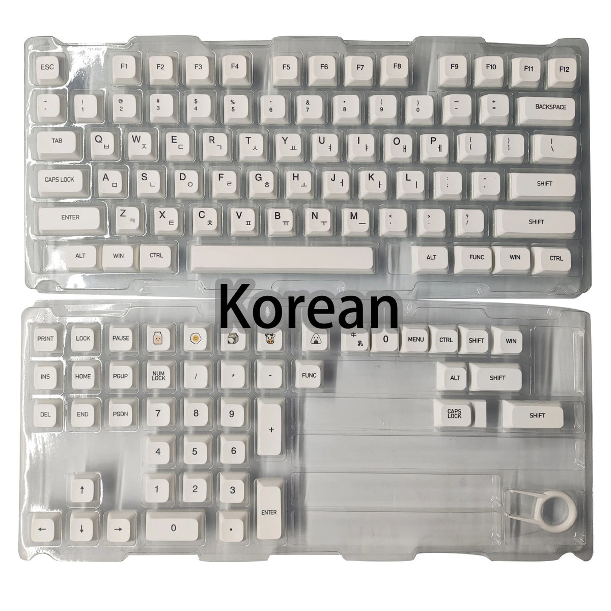 Minimalist White PBT Keycaps 120 Keys Korean Spanish English Multilingual XDA Profile for Mechanical Keyboard Magnetic Keyboard