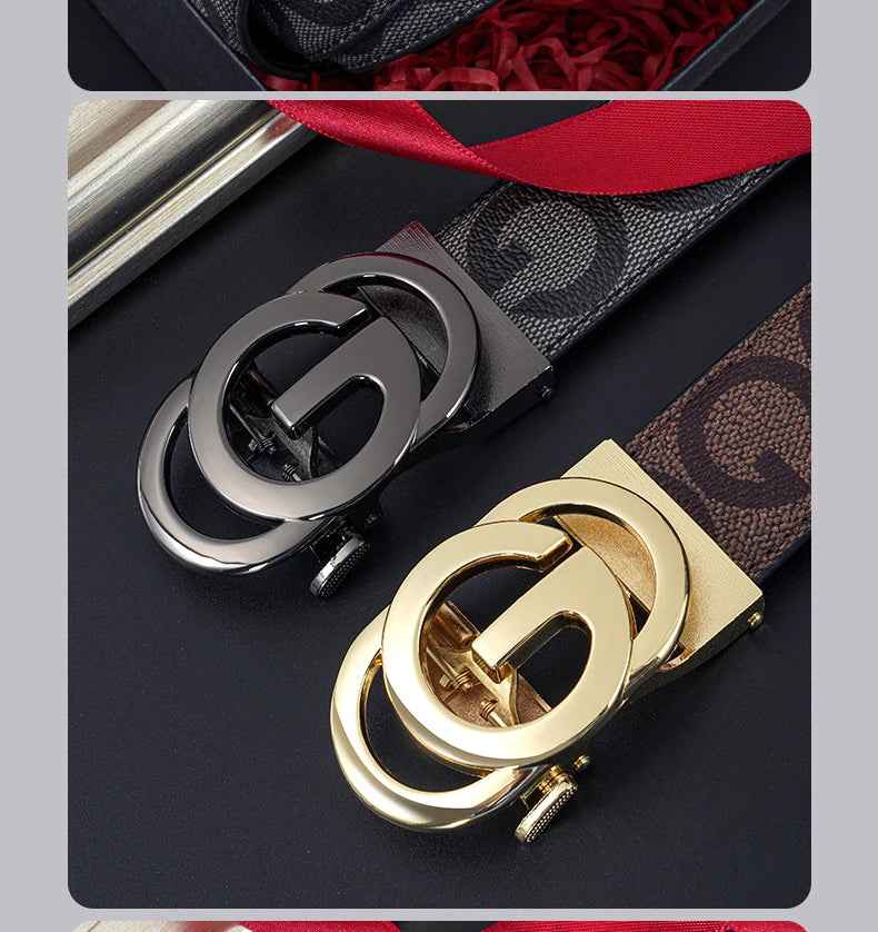 High Quality 3.4cm Leather Business Men High-Quality Designer Male Buckle Strap Jeans Accessory