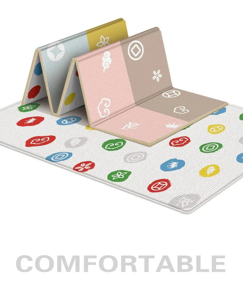 177*64cm Baby Play Mat Foldable Waterproof Children Carpet Double-Sided Pattern Educational Outdoor Camping Mat Easy to Carry