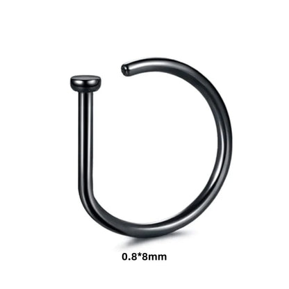 New Curved Barbells Fake Nose Piercing D Shaped Tragus Helix Stud Earring Hoop Septum Stainless Steel Ring Nostril Body Jewelry