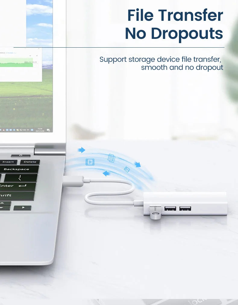 USB Adapter Ethernet USB 2.0.1C/MA 3USB 2.0+RJ45 Hub for MacBook Xiaomi Samsung Windows Huawei PC Computer Adapter