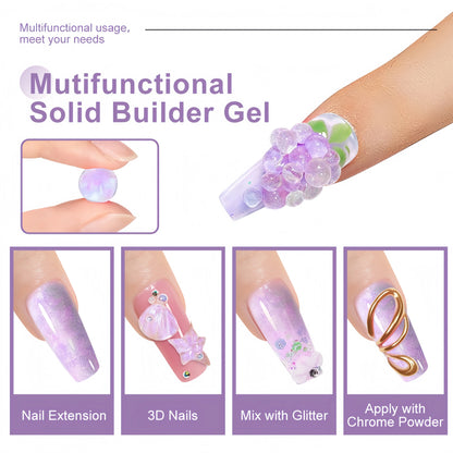 3D Nail Gel, Non-Sticky Hard Long-Lasting Overlay, Creates 3D Bow Geometric Letter Shapes, Salon Quality, Soluble Residue-Free A