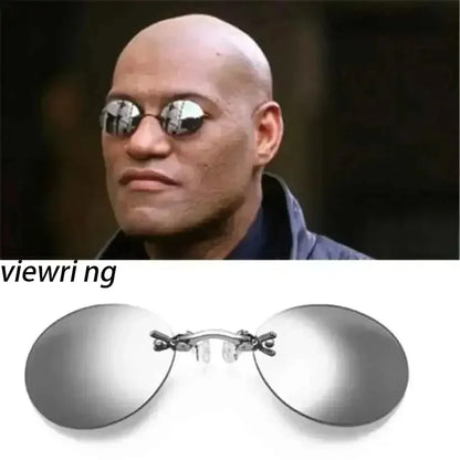  VIEWRING1-2PCS Clip On Nose Glasses Round Rimless Matrix Morpheus Sunglasses Mini Frameless Vintage Men Eyeglasses