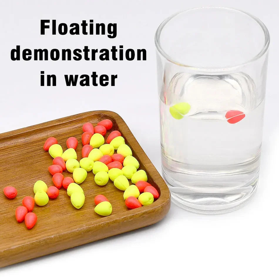 Topranc 50Pcs Floating Beads Eye-catching Beans Floating Beads Collision Ultra-light Foam EVA Fishing Accessories
