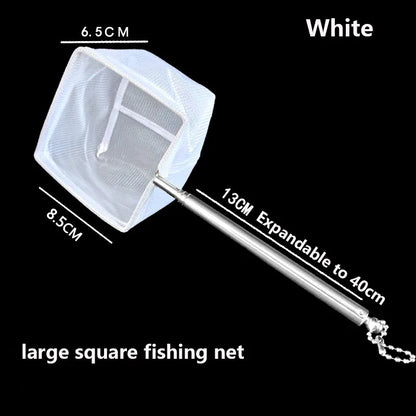 Aquarium Square Fishing Net With Suction Cup Extendable Long Handle Fishing Gear For Catching Fish Shrimp Tank Clean Accessories