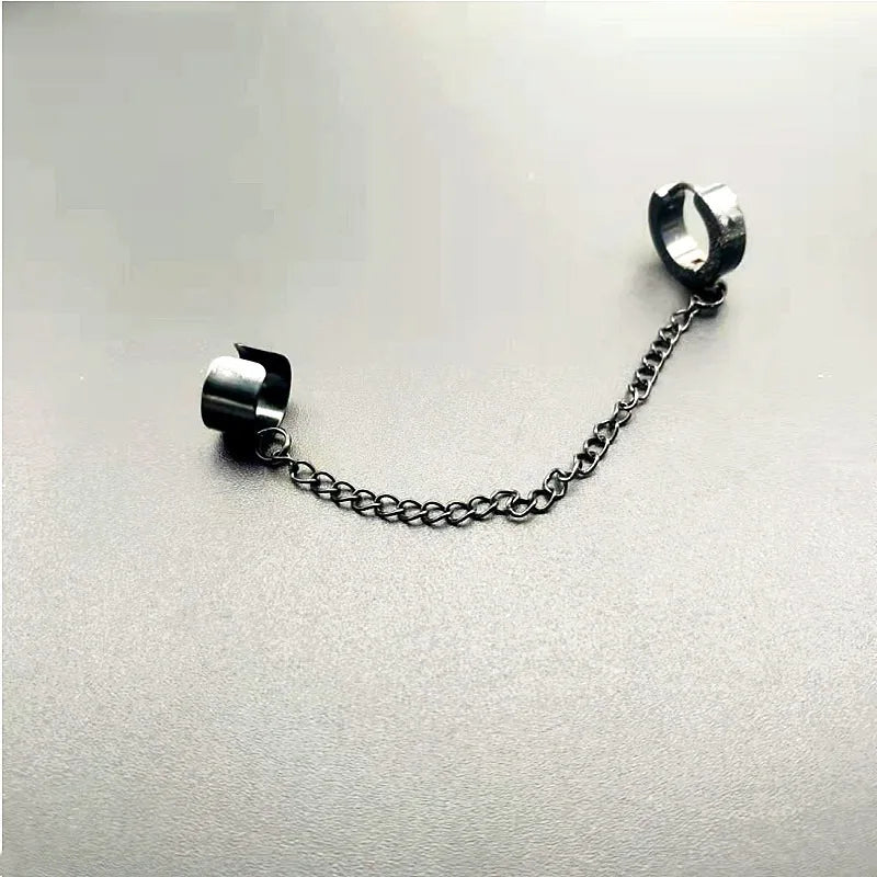 1 Pcs Stainless Steel Painless Ear Clip Earrings for Men Women, Punk Silver Color Non Piercing Fake Earrings Jewelry Gifts