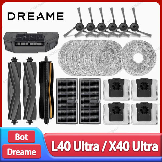 Dreame L40 Ultra / X40 Ultra Vacuum Cleaner Replacement Accessories Main Side Brush HEPA Filter Mop Cloths Dust Bag Spare Parts