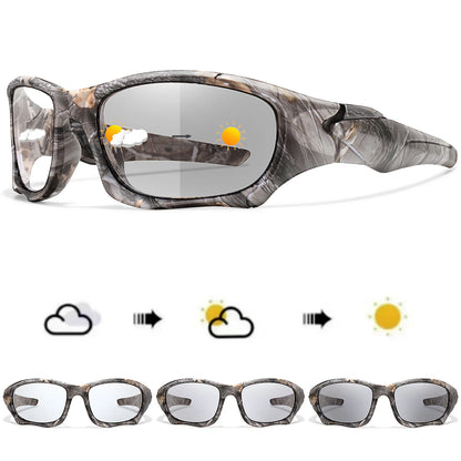 Photochromic Cycling Sunglasses Men Outdoor Sports Tactical Camouflage Goggles Vintage Driving Riding Fishing Windproof