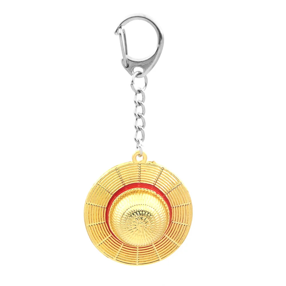 Classic Anime Keychain Straw Hat Pendant Metal Key Chains For Fans Cosplay Keyrings Accessories Jewelry