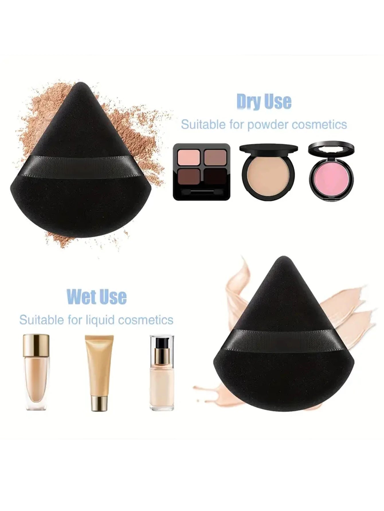 2Pcs/100Pcs  Triangle Powder Puff For Loose Powder Liquid Cosmetic Soft Plush Powder Puff Makeup Foundation Puff Makeup Tool