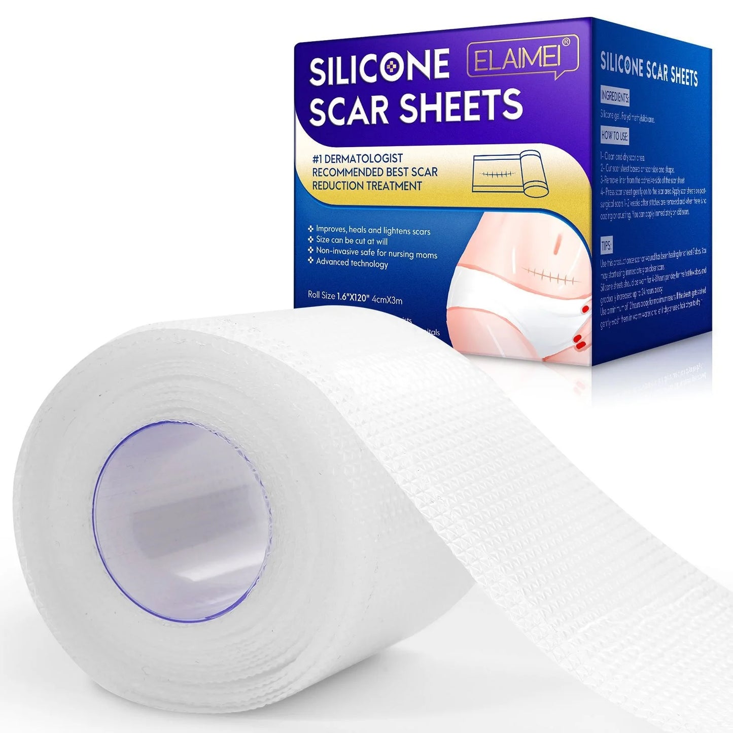 1 Roll Invisible Silicone Scar Sheets Self-Adhesive Scar Cover Tape Skin Care Strips Transparent Color