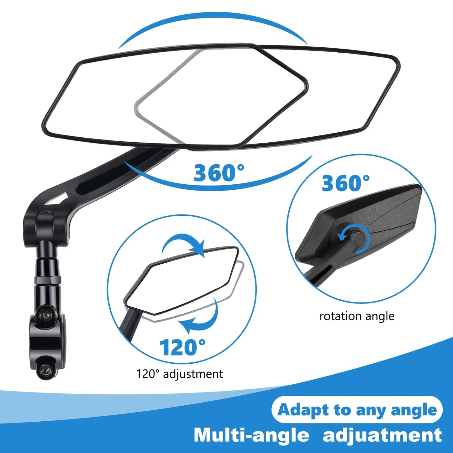 DOMEN Bicycle Rearview Wide Angle Mirror Cycling 360° Adjustable Rotate Road Bike Handlebar Rear View Mirrors Bike Accessories
