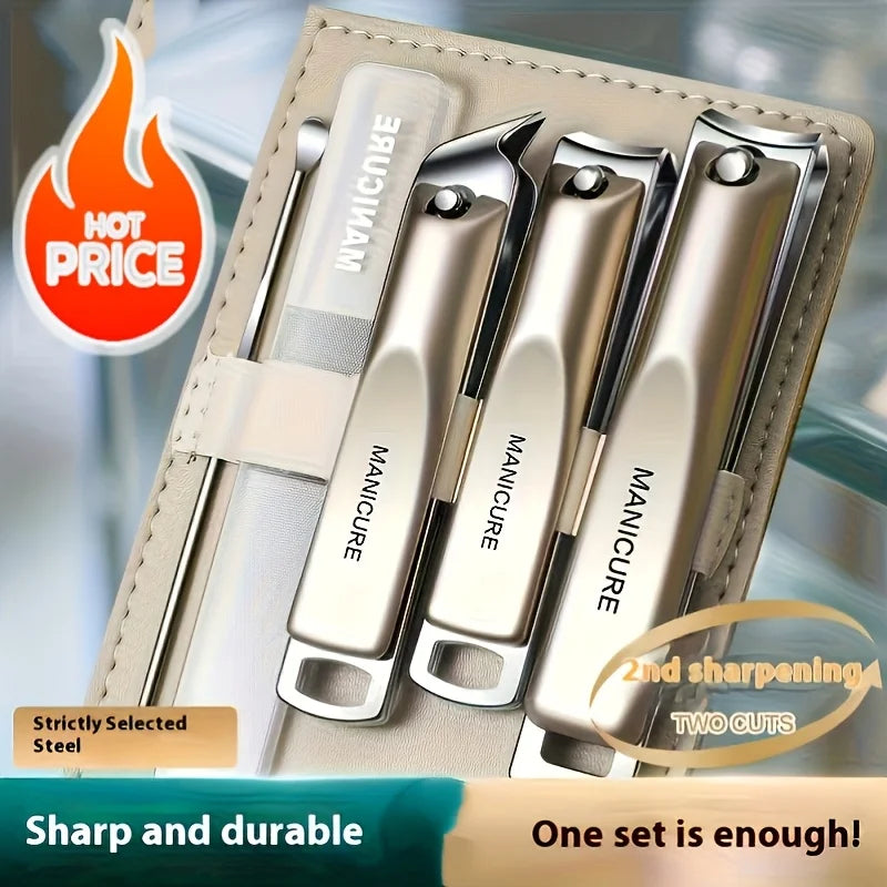 High-Quality 5pcs Nail Care Set Including Nail Clippers a Nano File And an Ear Scoop All Packed in a Portable Storage Case
