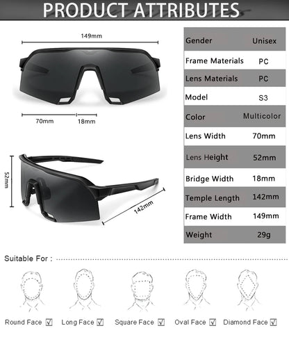 New Style Outdoor Sports Sunglasses Oversize Windproof Goggles for Men And Women Cycling Bicycle Road Hiking Camping